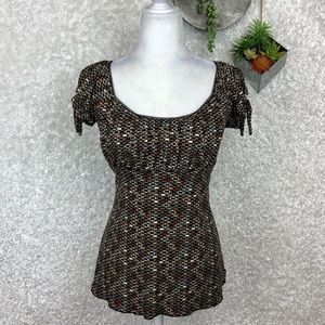 Heart Soul Geo-Metallic Print Top XL